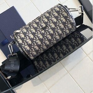 Dior Black and Gray Monogram Crossbody Bag